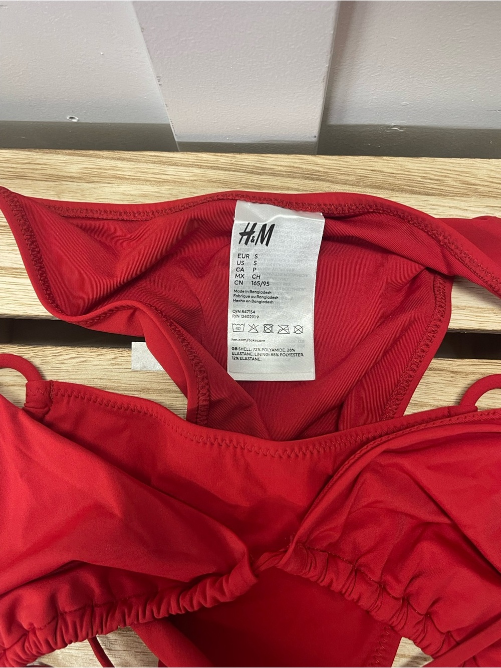 H&M Red Bandeau Bikini Top